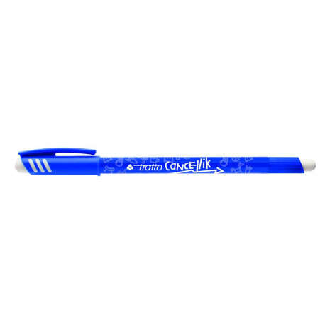 Tratto Cancellik Boligrafo de Bola - Tinta Borrable - Trazo 0.4mm - Doble Goma - Color Azul - Cantidad: 12