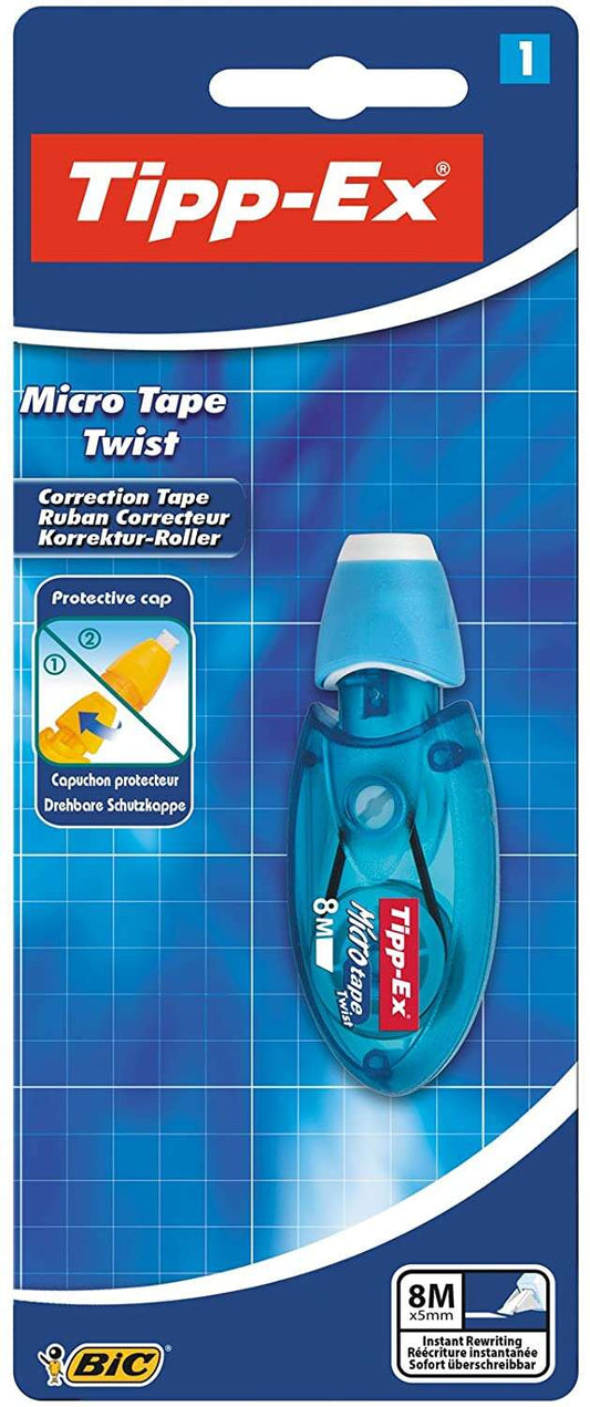 Tipp-Ex Micro Tape Twist Cinta Correctora 5mm x 8m - Cabezal Rotativo - Escritura Instantanea (Blister)