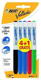 Bic Velleda Grip 4+1 Pack de 5 Rotuladores para Pizarra - Zona con Grip - Punta Media - Trazo de 1.2