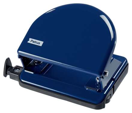 Petrus 52 Taladro Perforador Clasico Metalico - Hasta 20 Hojas - Marcas de Formato - Facil Vaciado - Punzones 5.5mm - Color Azul