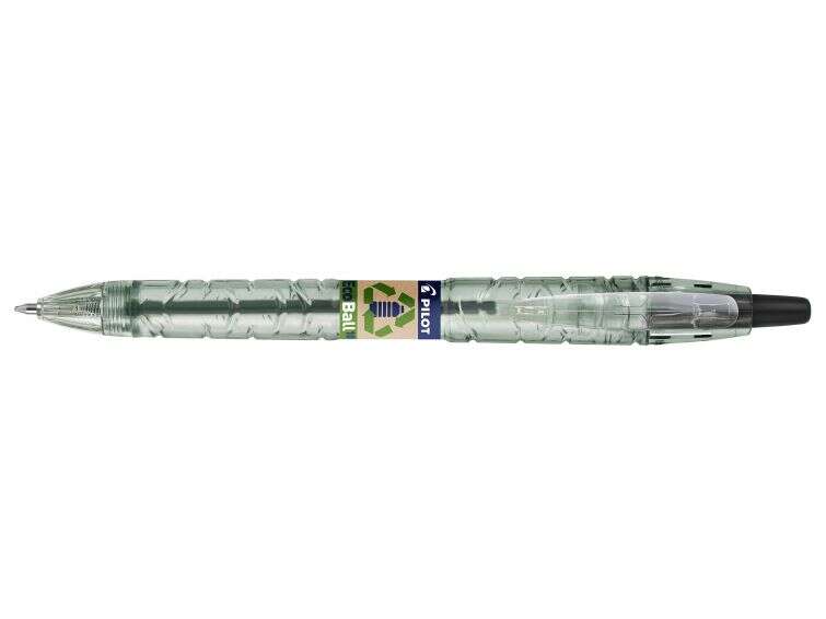 Pilot Boligrafo de Bola Retractil B2P Ecoball BeGreen - Punta Redonda 1mm - Trazo 0.27mm - 86,64% de Plastico Reciclado - Recargable - Color Negro - Cantidad: 10