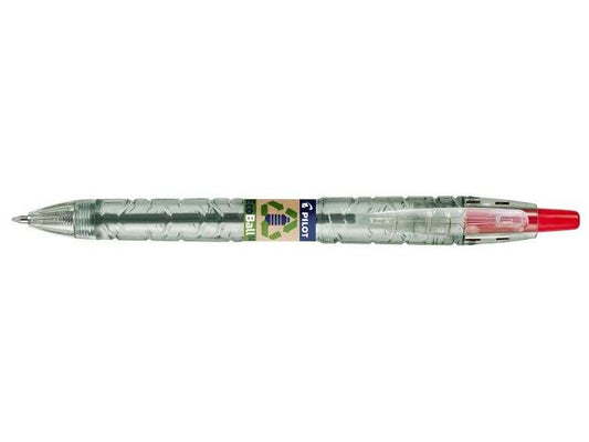 Pilot Boligrafo de Bola Retractil B2P Ecoball BeGreen - Punta Redonda 1mm - Trazo 0.27mm - 86,64% de Plastico Reciclado - Recargable - Color Rojo - Cantidad: 10