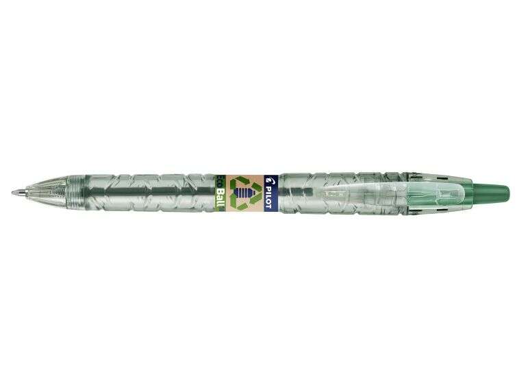 Pilot Boligrafo de Bola Retractil B2P Ecoball BeGreen - Punta Redonda 1mm - Trazo 0.27mm - 86,64% de Plastico Reciclado - Recargable - Color Verde - Cantidad: 10