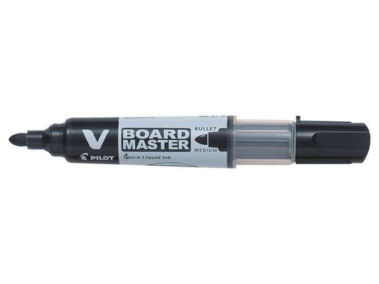 Pilot V-Board Master Begreen Rotulador para Pizarra Blanca - Punta Redonda 6mm - Trazo 2.3mm - 91% Plastico Reciclado - Recargable - Color Negro - Cantidad: 10