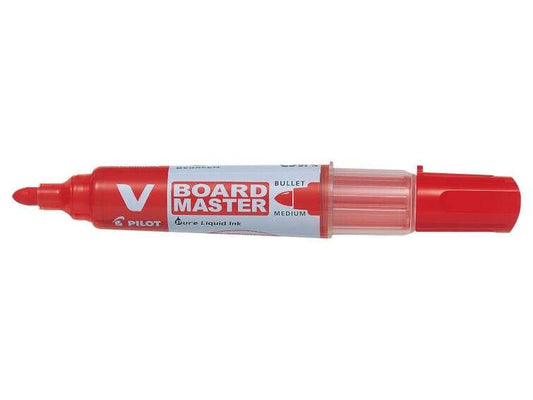 Pilot V-Board Master Begreen Rotulador para Pizarra Blanca - Punta Redonda 6mm - Trazo 2.3mm - 91% Plastico Reciclado - Recargable - Color Rojo - Cantidad: 10