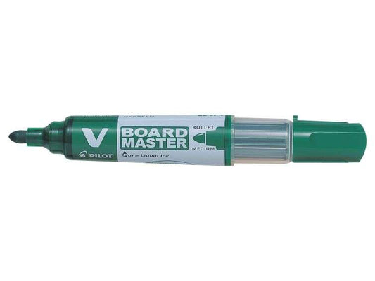 Pilot V-Board Master Begreen Rotulador para Pizarra Blanca - Punta Redonda 6mm - Trazo 2.3mm - 91% Plastico Reciclado - Recargable - Color Verde - Cantidad: 10