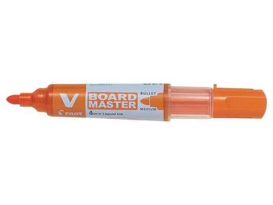Pilot V-Board Master Begreen Rotulador para Pizarra Blanca - Punta Redonda 6mm - Trazo 2.3mm - 91% Plastico Reciclado - Recargable - Color Naranja - Cantidad: 10