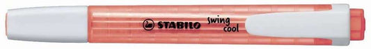 Stabilo Swing Cool Marcador Fluorescente - Cuerpo Plano - Punta Biselada - Trazo entre 1 y 4mm - Tinta con Base de Agua - Antisecado - Color Rojo - Cantidad: 10