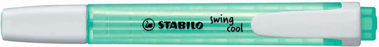 Stabilo Swing Cool Marcador Fluorescente - Cuerpo Plano - Punta Biselada - Trazo entre 1 y 4mm - Tinta con Base de Agua - Antisecado - Color Turquesa - Cantidad: 10