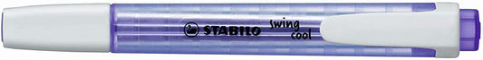 Stabilo Swing Cool Marcador Fluorescente - Cuerpo Plano - Punta Biselada - Trazo entre 1 y 4mm - Tinta con Base de Agua - Antisecado - Color Lavanda - Cantidad: 10