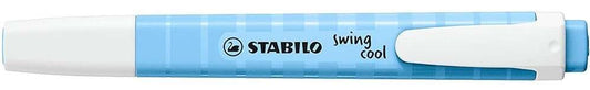 Stabilo Swing Cool Pastel Marcador Fluorescente - Cuerpo Plano - Punta Biselada - Trazo entre 1 y 4mm - Tinta con Base de Agua - Antisecado - Color Azul Ventoso - Cantidad: 10