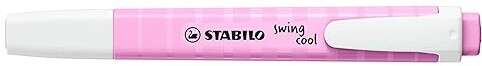 Stabilo Swing Cool Pastel Marcador Fluorescente - Cuerpo Plano - Punta Biselada - Trazo entre 1 y 4mm - Tinta con Base de Agua - Antisecado - Color Fucsia Helado - Cantidad: 10