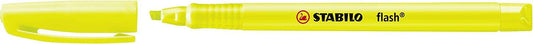 Stabilo Flash Marcador Fluorescente - Tamaño Bolsillo - Trazo de 1 y 3.5mm - Tinta con Base de Agua - Color Amarillo - Cantidad: 10