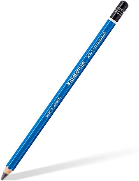 Staedtler Mars Lumograph 100 Lapiz de Grafito Hexagonal - Mina 12B - Resistencia a la Rotura - Madera de Bosques Sostenibles - Cantidad: 12
