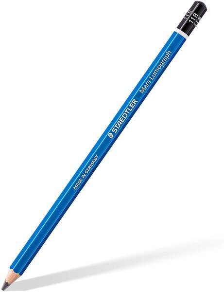 Staedtler Mars Lumograph Lapiz de Grafito Hexagonal - Mina 11B - Resistencia a la Rotura - Madera de Bosques Sostenibles - Cantidad: 12