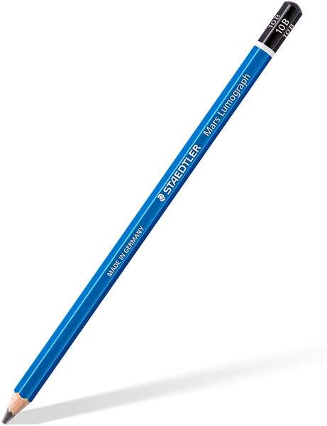 Staedtler Mars Lumograph 100 Lapiz de Grafito Hexagonal - Mina 10B - Resistencia a la Rotura - Madera de Bosques Sostenibles - Cantidad: 12
