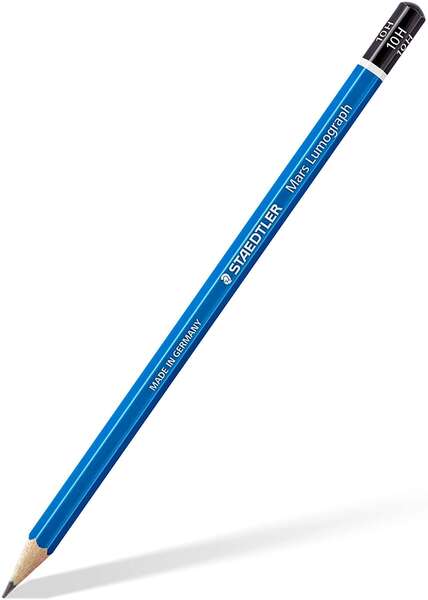 Staedtler Mars Lumograph 100 Lapices de Grafito Hexagonal - Mina 10H - Resistencia a la Rotura - Madera de Bosques Sostenibles - Cantidad: 12