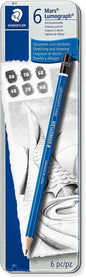 Staedtler Mars Lumograph 100 Pack de 6 Lapices de Grafito - Resistencia a la Rotura - Graduaciones Surtidas