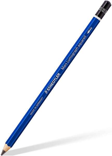 Staedtler Mars Lumograph Aquarell 100A Lapiz de Grafito - Mina 8B - Resistencia a la Rotura - Madera de Bosques Sostenibles - Cantidad: 12