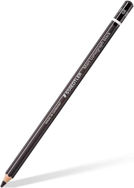 Staedtler Mars Lumograph Black Artist Pencil 100B Lapiz de Grafito - Mina 6B - Resistencia a la Rotura - Madera de Bosques Sostenibles - Cantidad: 12