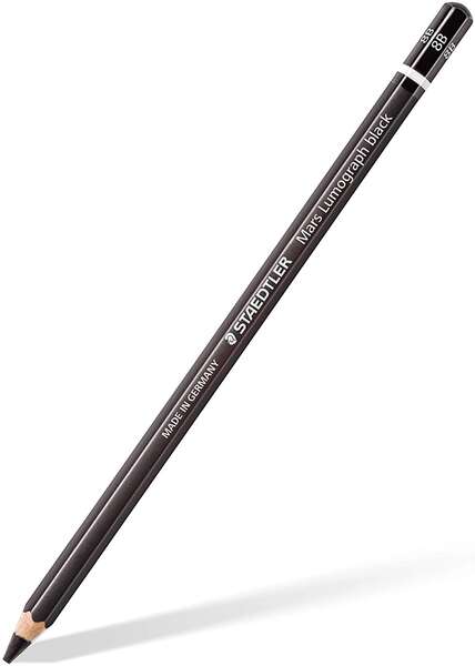 Staedtler Mars Lumograph Black Artist Pencil 100B Lapiz de Grafito - Mina 8B - Resistencia a la Rotura - Madera de Bosques Sostenibles - Cantidad: 12