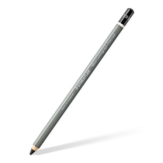 Staedtler Mars Lumograph Charcoal 100C Lapiz de Grafito - Mina M - Alta Proporción de Carbon y Carboncillo - Madera de Bosques Sostenibles - Cantidad: 12