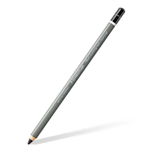 Staedtler Mars Lumograph Charcoal 100C Lapiz de Grafito - Mina S - Alta Proporción de Carbon y Carboncillo - Madera de Bosques Sostenibles - Cantidad: 12