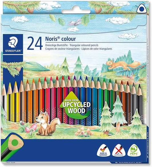 Staedtler Noris Colour 187 Pack de 24 Lapices Triangulares de Colores - Resistencia a la Rotura - Colores Surtidos