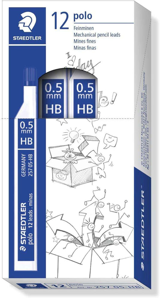 Staedtler Polo 257 Tubo con Minas de Grafito - Graduacion HB - Trazo 0.5mm - Cantidad: 12