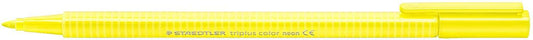 Staedtler Triplus Color 323 Rotulador de Punta Fina - Trazo 1mm Aprox - Tinta Base de Agua - Color Amarillo Neon - Cantidad: 10