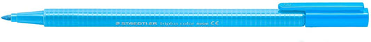 Staedtler Triplus Color 323 Rotulador de Punta Fina - Trazo 1mm Aprox - Tinta Base de Agua - Color Azul Neon - Cantidad: 10