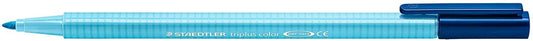 Staedtler Triplus Color 323 Rotulador de Punta Fina - Trazo 1mm Aprox - Tinta Base de Agua - Color Azul Agua - Cantidad: 10