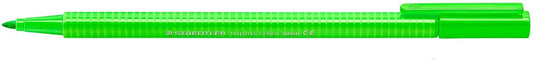 Staedtler Triplus Color 323 Rotulador de Punta Fina - Trazo 1mm Aprox - Tinta Base de Agua - Color Verde Neon - Cantidad: 10