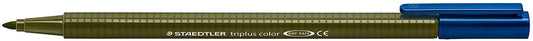 Staedtler Triplus Color 323 Rotulador de Punta Fina - Trazo 1mm Aprox - Tinta Base de Agua - Color Verde Oliva - Cantidad: 10