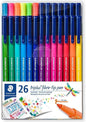 Staedtler Triplus Color 323 Pack de 26 Rotuladores de Punta Fina - Trazo 1mm Aprox - Tinta Base de Agua - Colores Surtidos