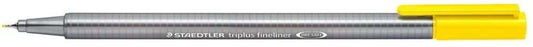 Staedtler Triplus Fineliner 334 Rotulador de Punta Fina - Trazo de 0.3mm - Tinta Base de Agua - Color Amarillo - Cantidad: 10