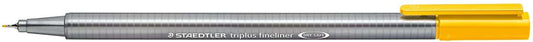 Staedtler Triplus Fineliner 334 Rotulador de Punta Fina - Trazo de 0.3mm - Tinta Base de Agua - Color Amarillo Intenso - Cantidad: 10