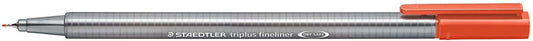 Staedtler Triplus Fineliner 334 Rotulador de Punta Fina - Trazo de 0.3mm - Tinta Base de Agua - Color Rojo Escarlata - Cantidad: 10