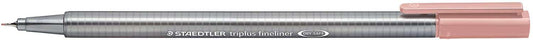 Staedtler Triplus Fineliner 334 Rotulador de Punta Fina - Trazo de 0.3mm - Tinta Base de Agua - Color Rosa Antiguo - Cantidad: 10