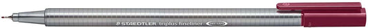 Staedtler Triplus Fineliner 334 Rotulador de Punta Fina - Trazo de 0.3mm - Tinta Base de Agua - Color Caoba - Cantidad: 10