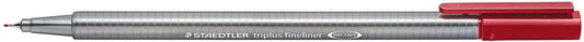Staedtler Triplus Fineliner 334 Rotulador de Punta Fina - Trazo de 0.3mm - Tinta Base de Agua - Color Carmin Oscuro - Cantidad: 10