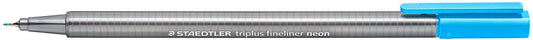 Staedtler Triplus Fineliner 334 Rotulador de Punta Fina - Trazo de 0.3mm - Tinta Base de Agua - Color Azul Neon - Cantidad: 10