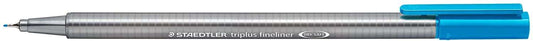 Staedtler Triplus Fineliner 334 Rotulador de Punta Fina - Trazo de 0.3mm - Tinta Base de Agua - Color Cian - Cantidad: 10