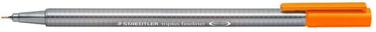 Staedtler Triplus Fineliner 334 Rotulador de Punta Fina - Trazo de 0.3mm - Tinta Base de Agua - Color Naranja - Cantidad: 10