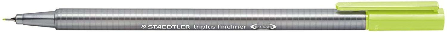 Staedtler Triplus Fineliner 334 Rotulador de Punta Fina - Trazo de 0.3mm - Tinta Base de Agua - Color Verde Lima - Cantidad: 10