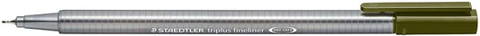 Staedtler Triplus Fineliner 334 Rotulador de Punta Fina - Trazo de 0.3mm - Tinta Base de Agua - Color Verde Oliva - Cantidad: 10