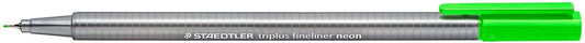 Staedtler Triplus Fineliner 334 Rotulador de Punta Fina - Trazo de 0.3mm - Tinta Base de Agua - Color Verde Neon - Cantidad: 10
