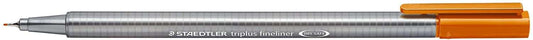 Staedtler Triplus Fineliner 334 Rotulador de Punta Fina - Trazo de 0.3mm - Tinta Base de Agua - Color Marron - Cantidad: 10