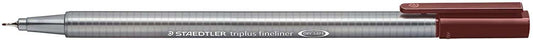 Staedtler Triplus Fineliner 334 Rotulador de Punta Fina - Trazo de 0.3mm - Tinta Base de Agua - Color Marron Chocolate - Cantidad: 10