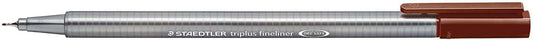 Staedtler Triplus Fineliner 334 Rotulador de Punta Fina - Trazo de 0.3mm - Tinta Base de Agua - Color Pardo Van Dyck - Cantidad: 10